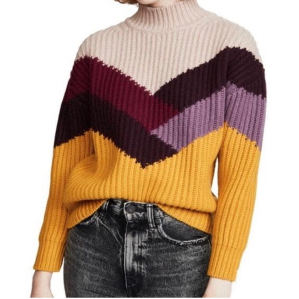 BA&SH Orlando Wool Blend Chunky Chevron Women's Sweater Small EUC RTR